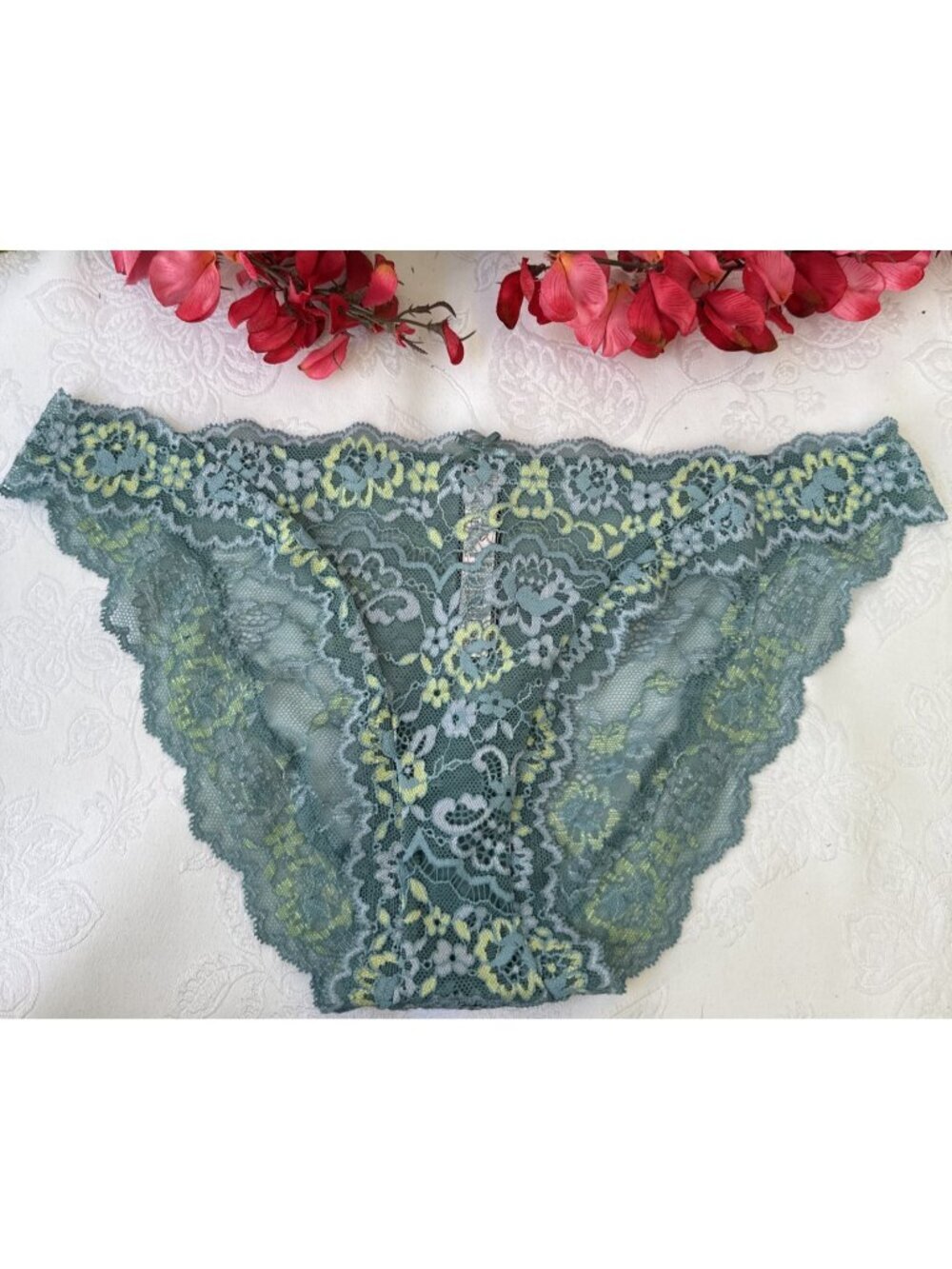 VICTORIA'S SECRET M DREAM ANGELS BLUE GREEN SUMMER CHEEKINI TANGA PANTIES NWT